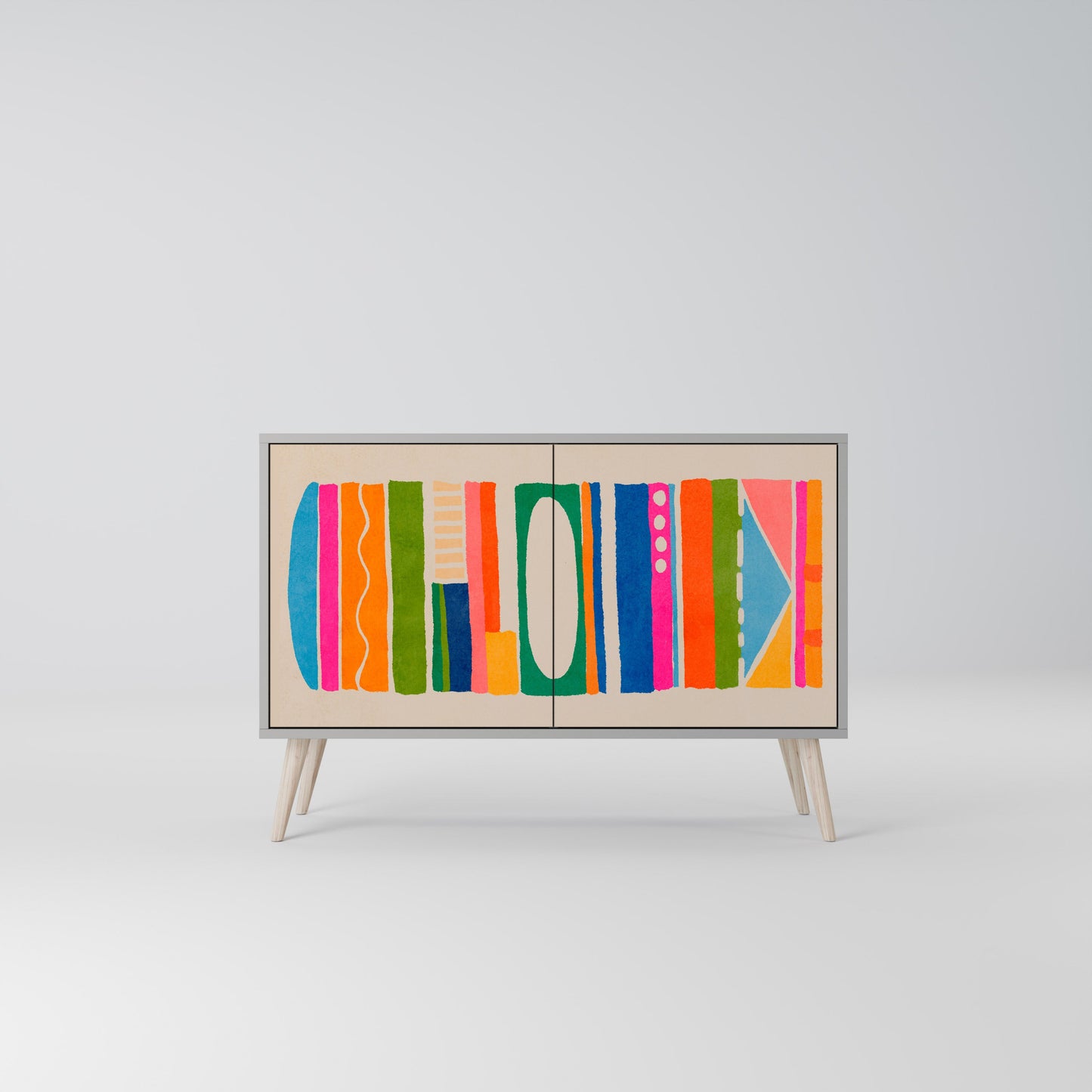 GEOMETRIC SHINE 2-Door Sideboard in Grey Finish