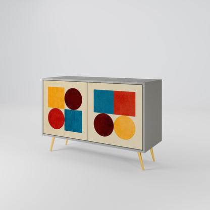 GEOMETRIC PUZZLE 2-Door Sideboard in Grey Finish