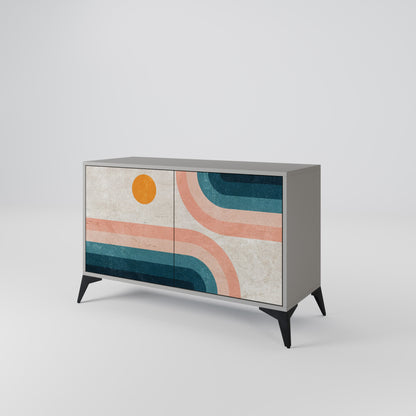 Credenza a due ante TWO HALVES in finitura grigia