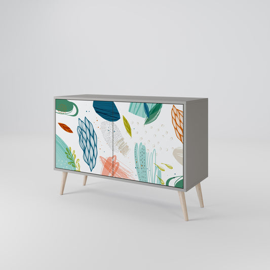 Credenza BOTANICAL HURRICANE a 2 ante in finitura grigia