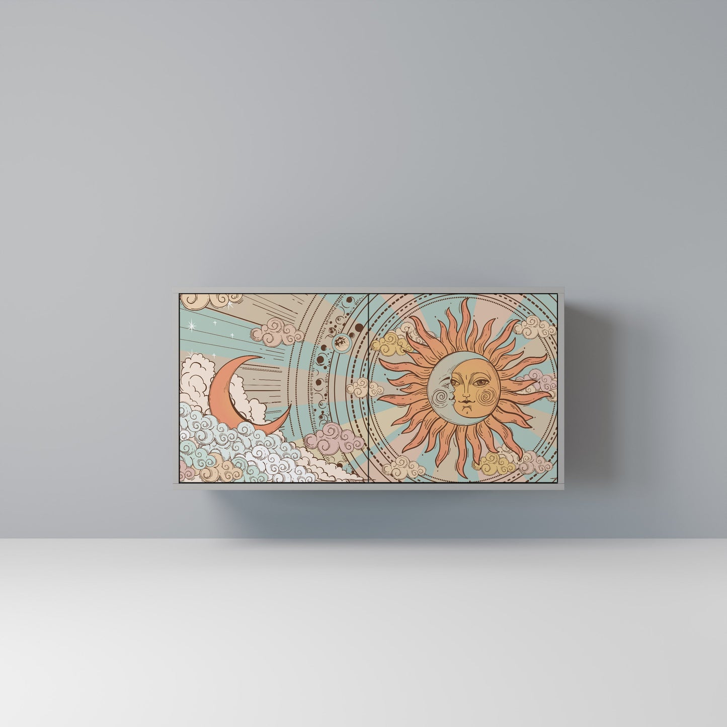 MYSTICAL STRUCTURE 2-Door Sideboard in Grey Finish