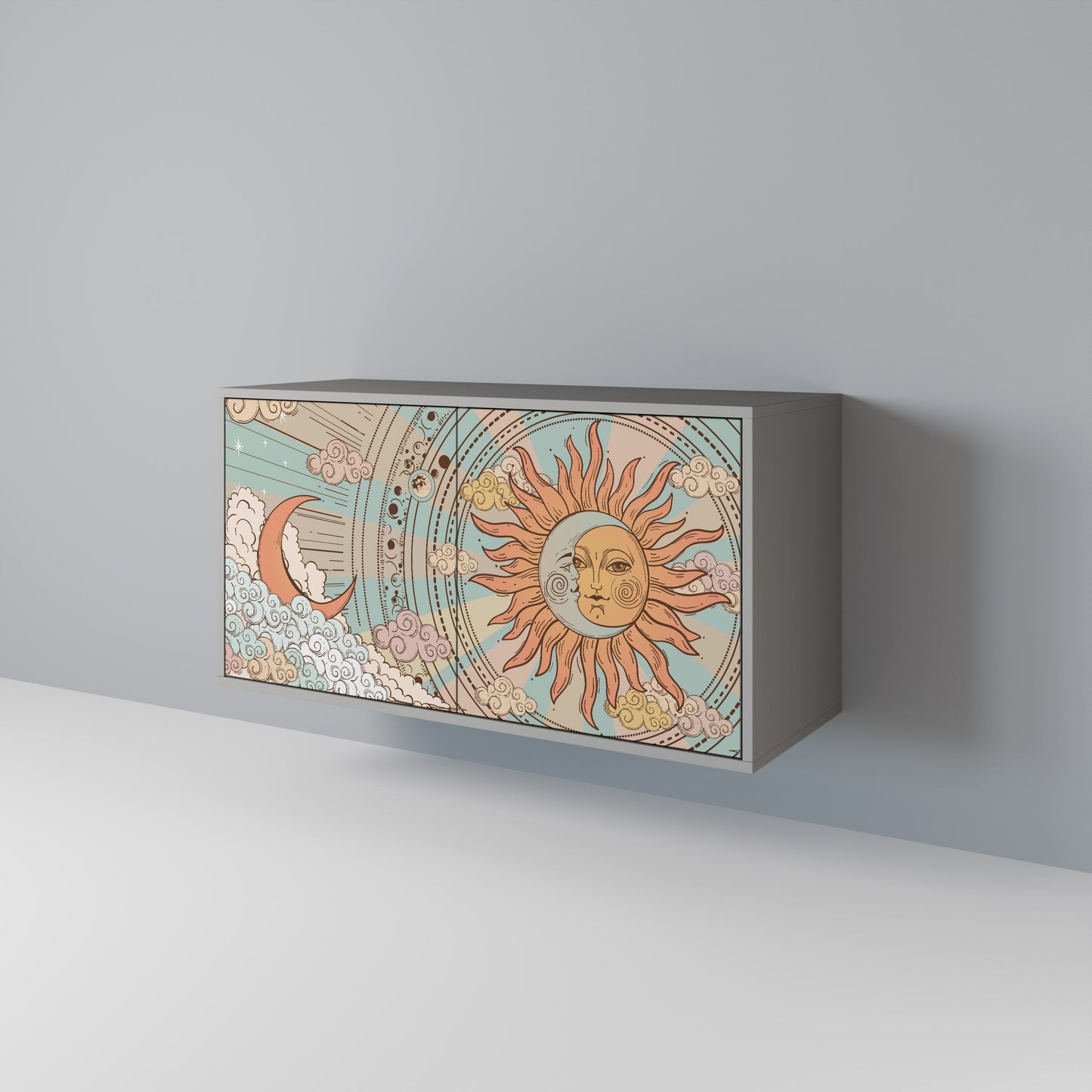 MYSTICAL STRUCTURE 2-Door Sideboard in Grey Finish