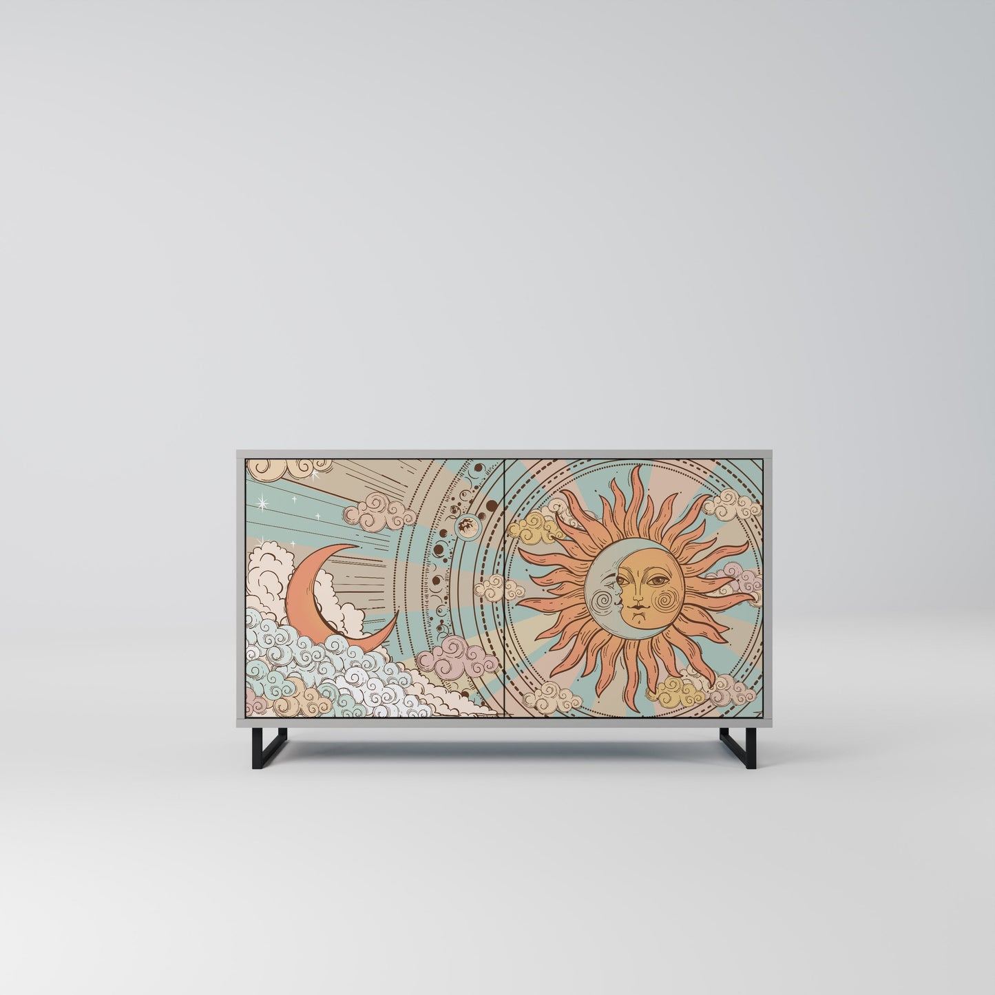 MYSTICAL STRUCTURE 2-Door Sideboard in Grey Finish