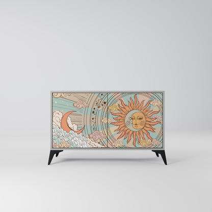 MYSTICAL STRUCTURE 2-Door Sideboard in Grey Finish