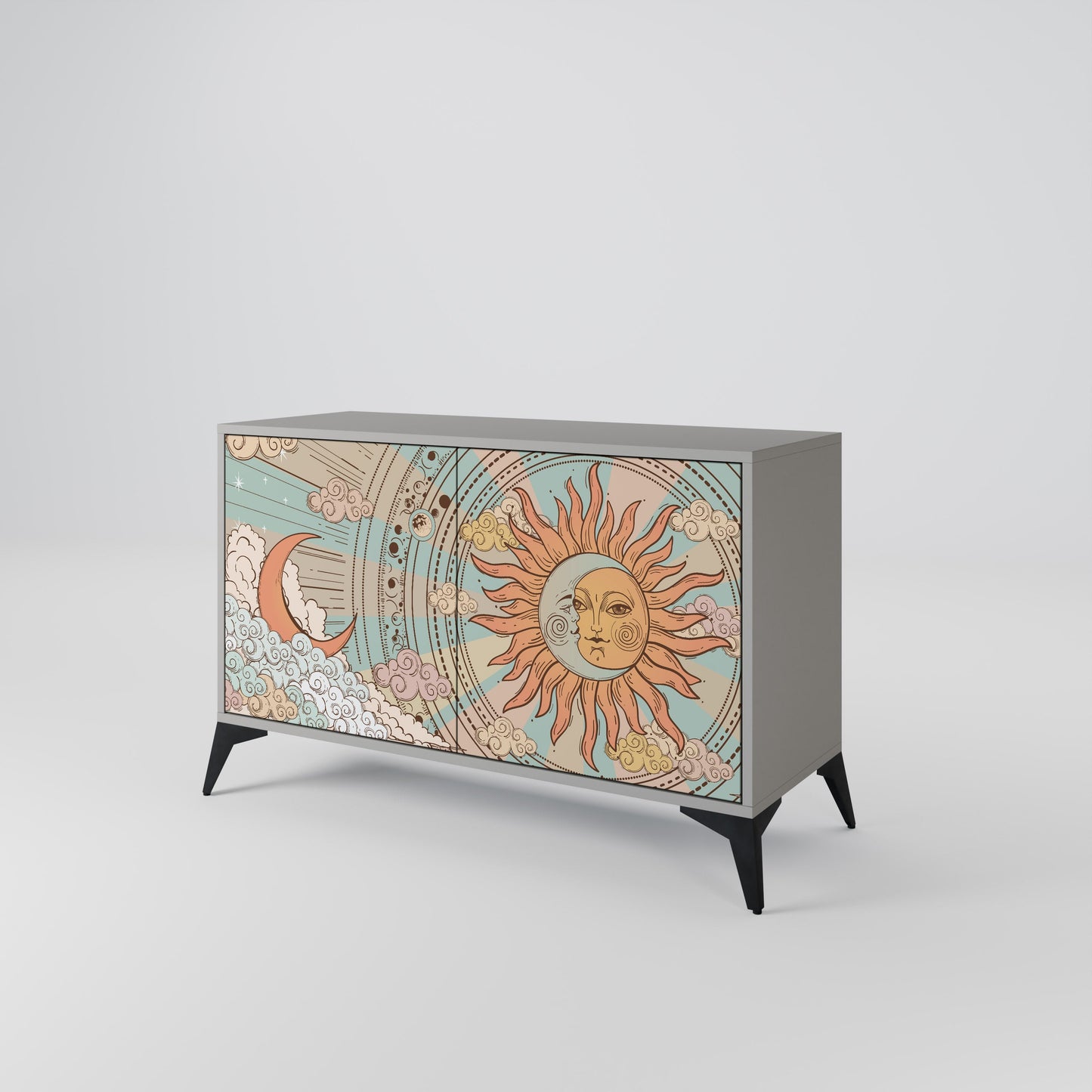 MYSTICAL STRUCTURE 2-Door Sideboard in Grey Finish