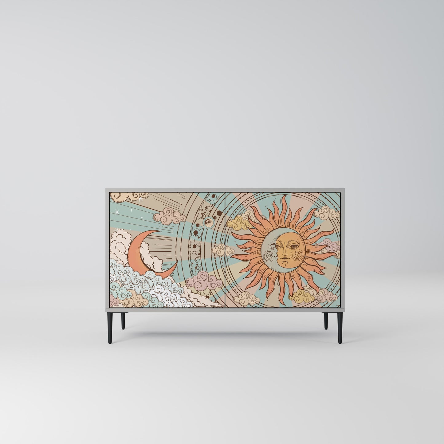MYSTICAL STRUCTURE 2-Door Sideboard in Grey Finish