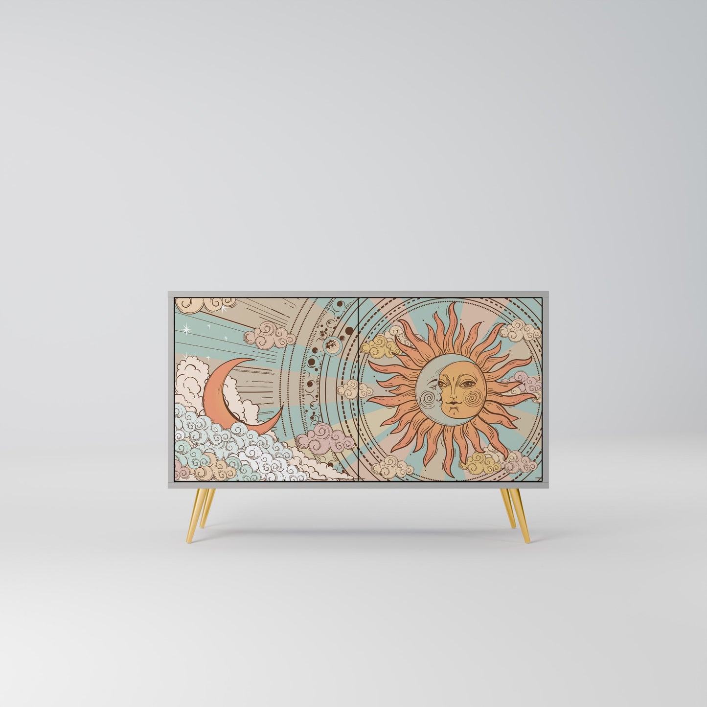 MYSTICAL STRUCTURE 2-Door Sideboard in Grey Finish
