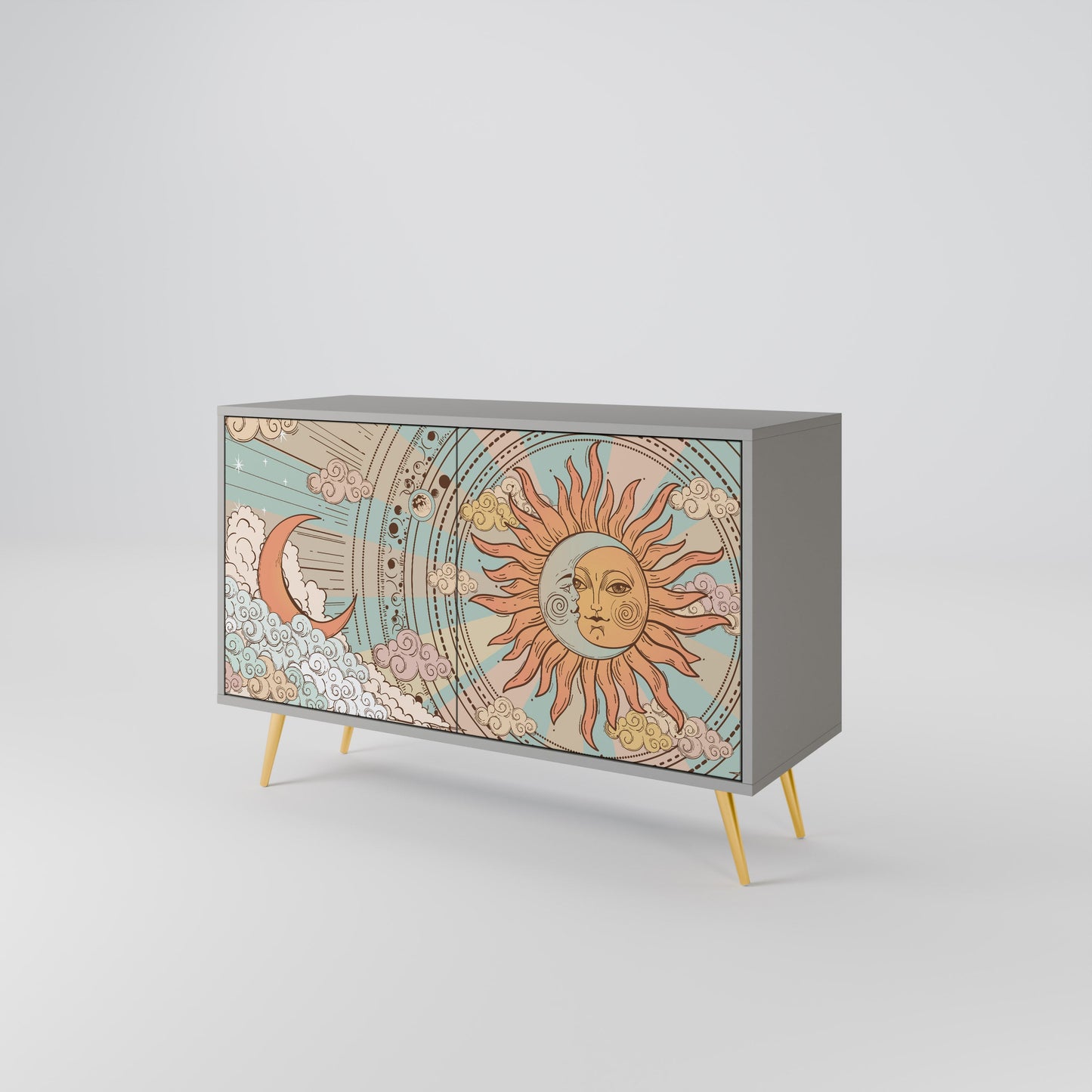 MYSTICAL STRUCTURE 2-Door Sideboard in Grey Finish