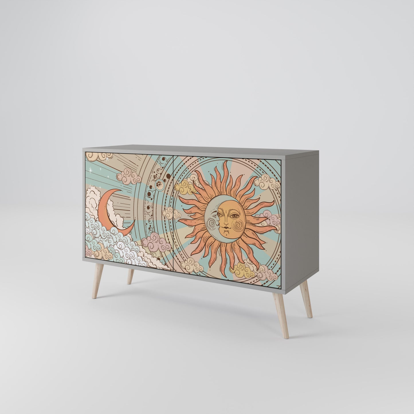 MYSTICAL STRUCTURE 2-Door Sideboard in Grey Finish