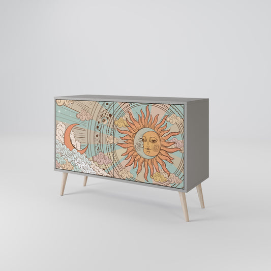 MYSTICAL STRUCTURE 2-Door Sideboard in Grey Finish