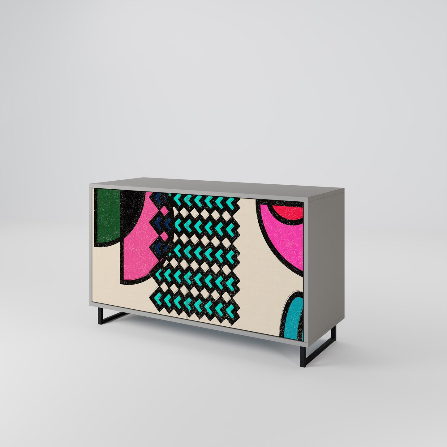 GEOMETRIC RHAPSODY 2-Door Sideboard in Grey Finish
