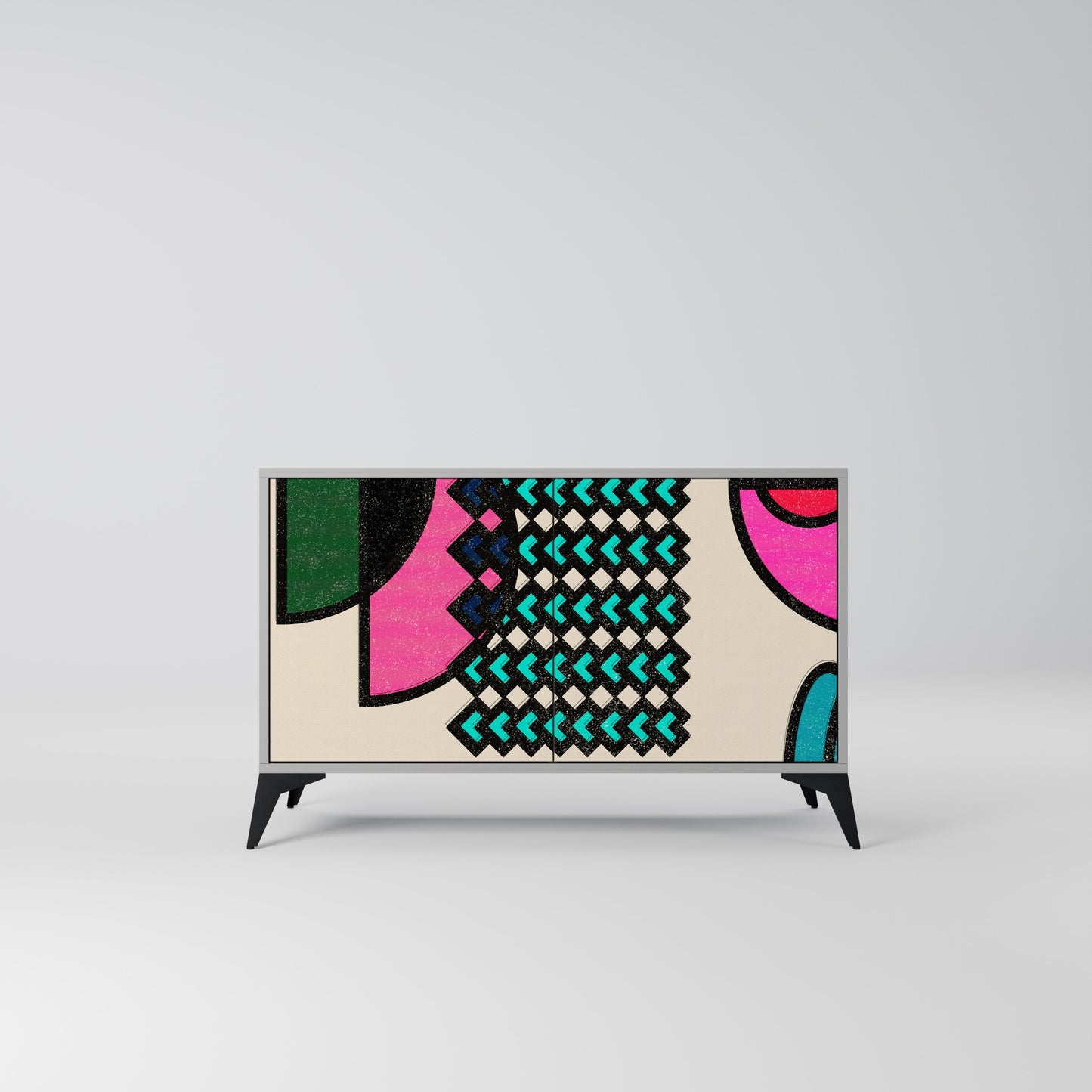 GEOMETRIC RHAPSODY 2-Door Sideboard in Grey Finish
