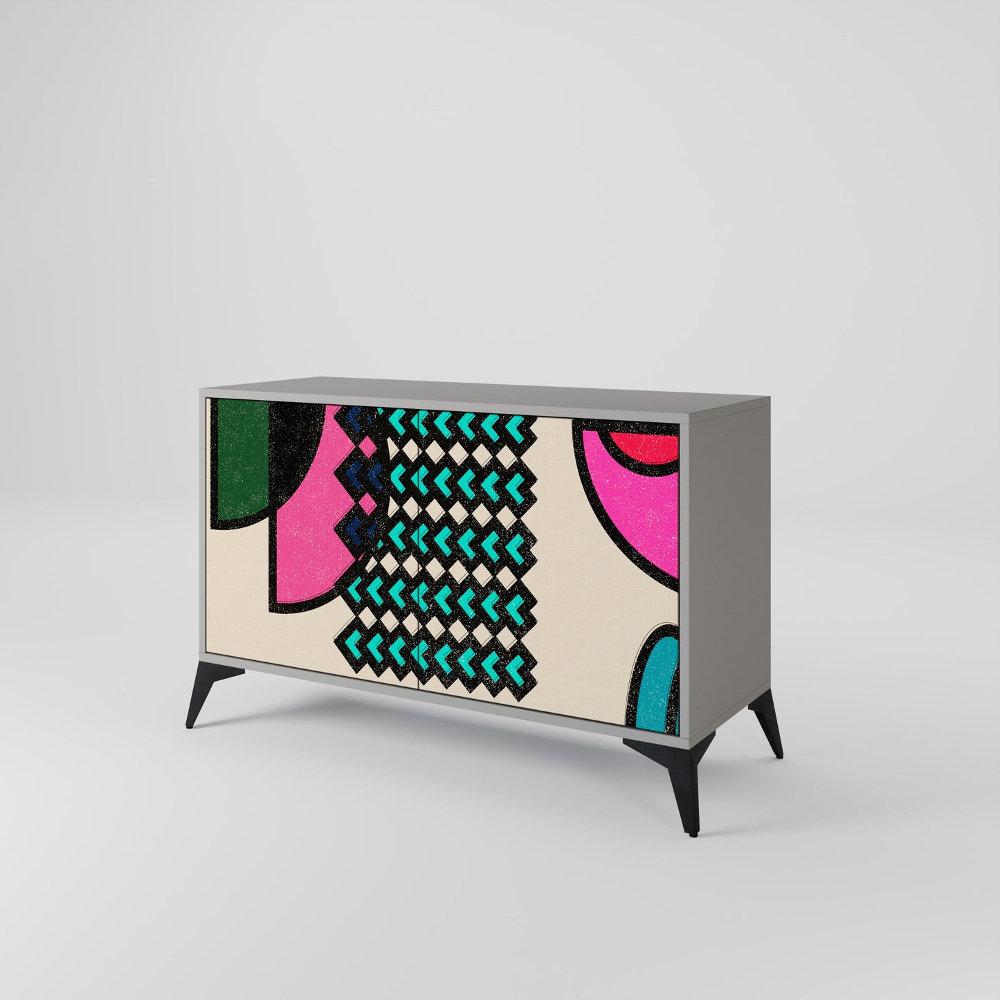 GEOMETRIC RHAPSODY 2-Door Sideboard in Grey Finish