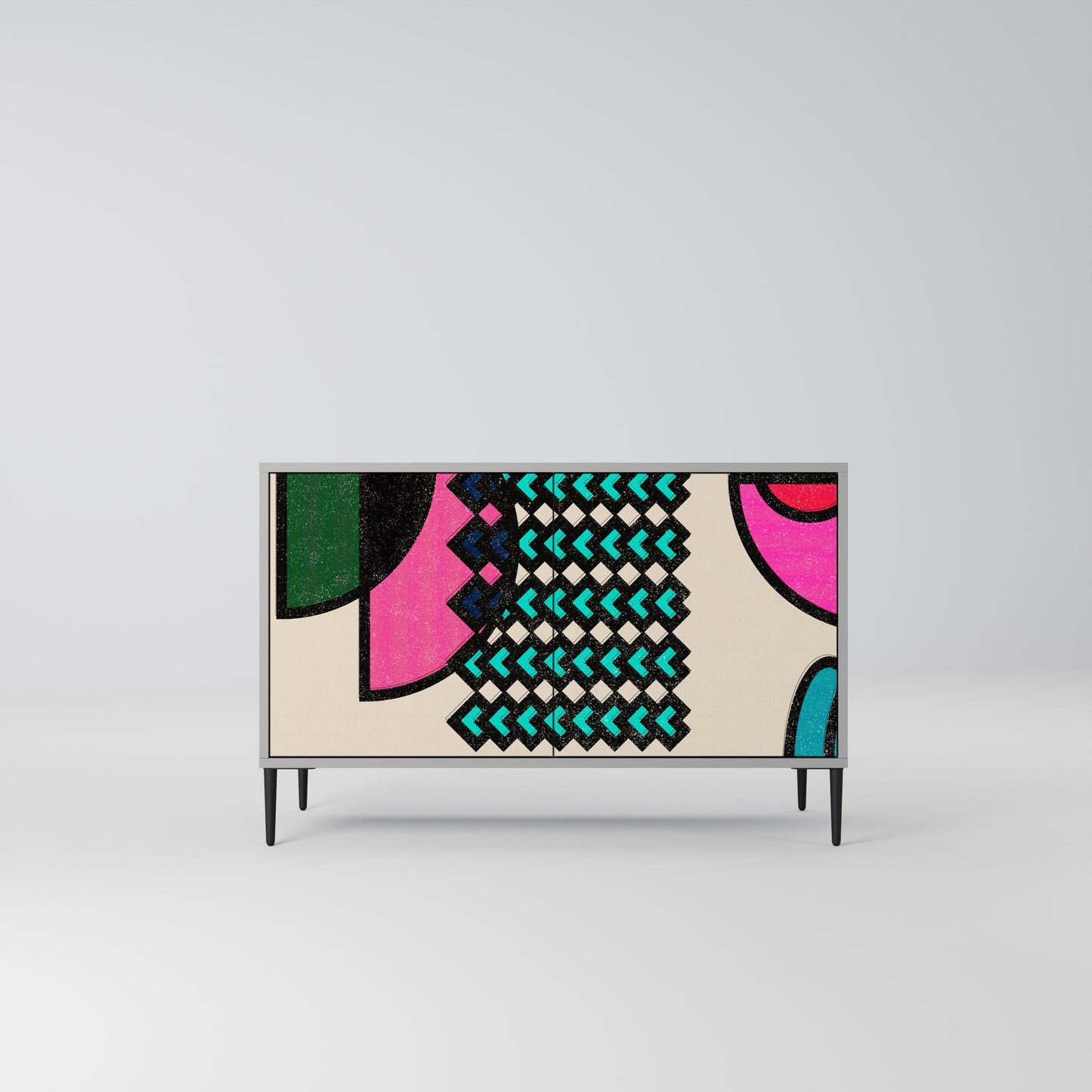 GEOMETRIC RHAPSODY 2-Door Sideboard in Grey Finish