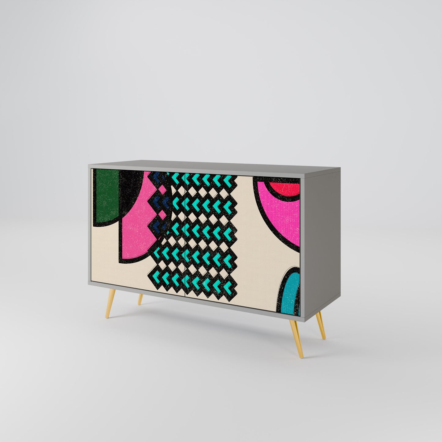 GEOMETRIC RHAPSODY 2-Door Sideboard in Grey Finish