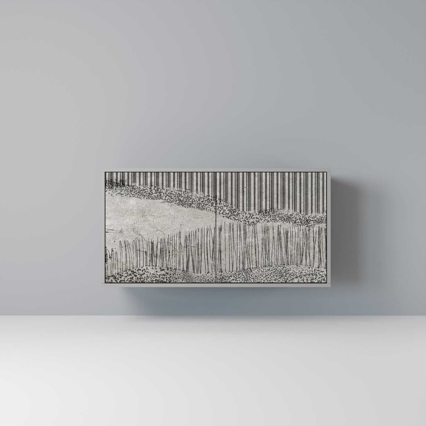 GRAIN LINES 2-Door Sideboard in Grey Finish
