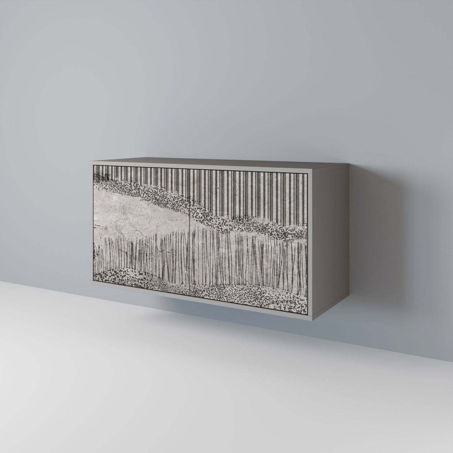 GRAIN LINES 2-Door Sideboard in Grey Finish