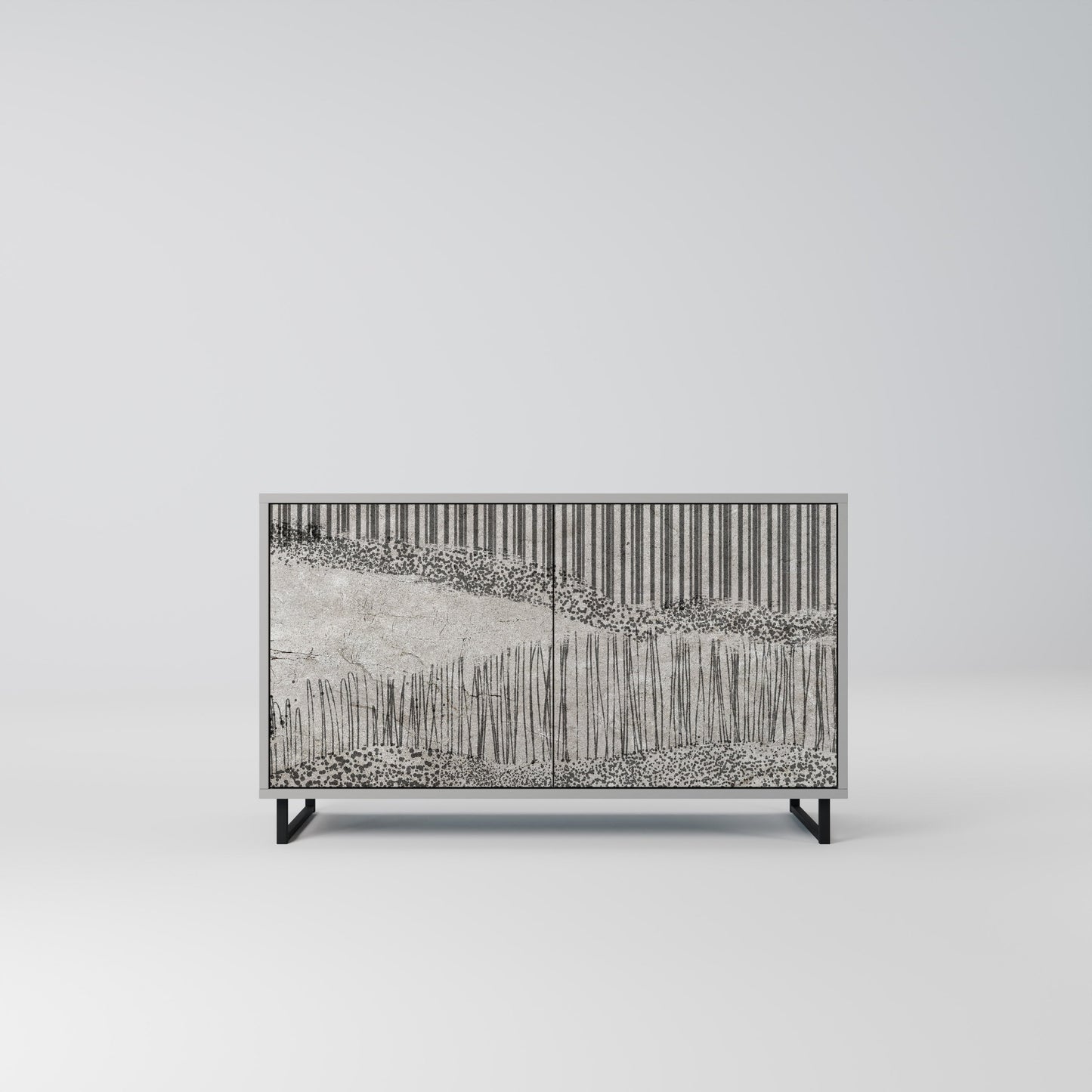 GRAIN LINES 2-Door Sideboard in Grey Finish