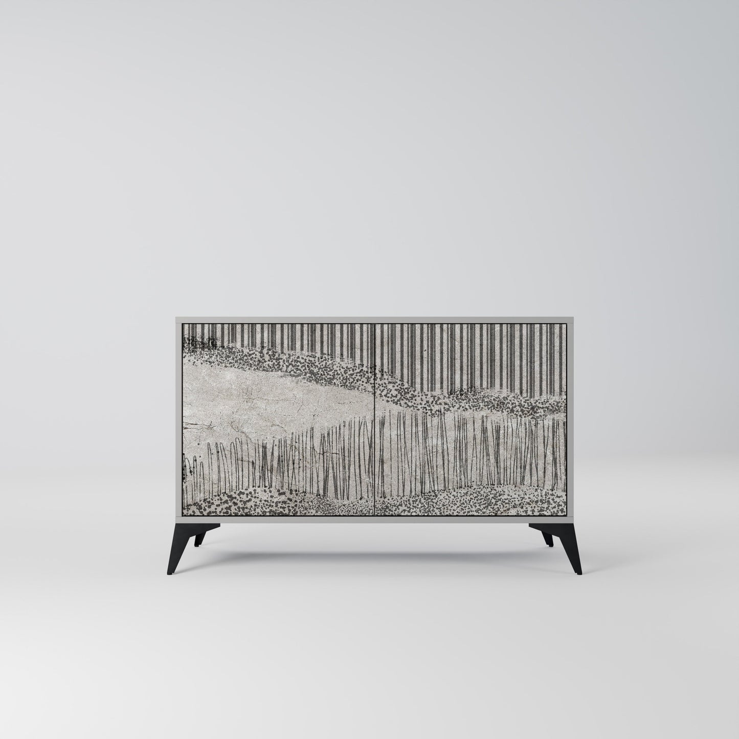 GRAIN LINES 2-Door Sideboard in Grey Finish