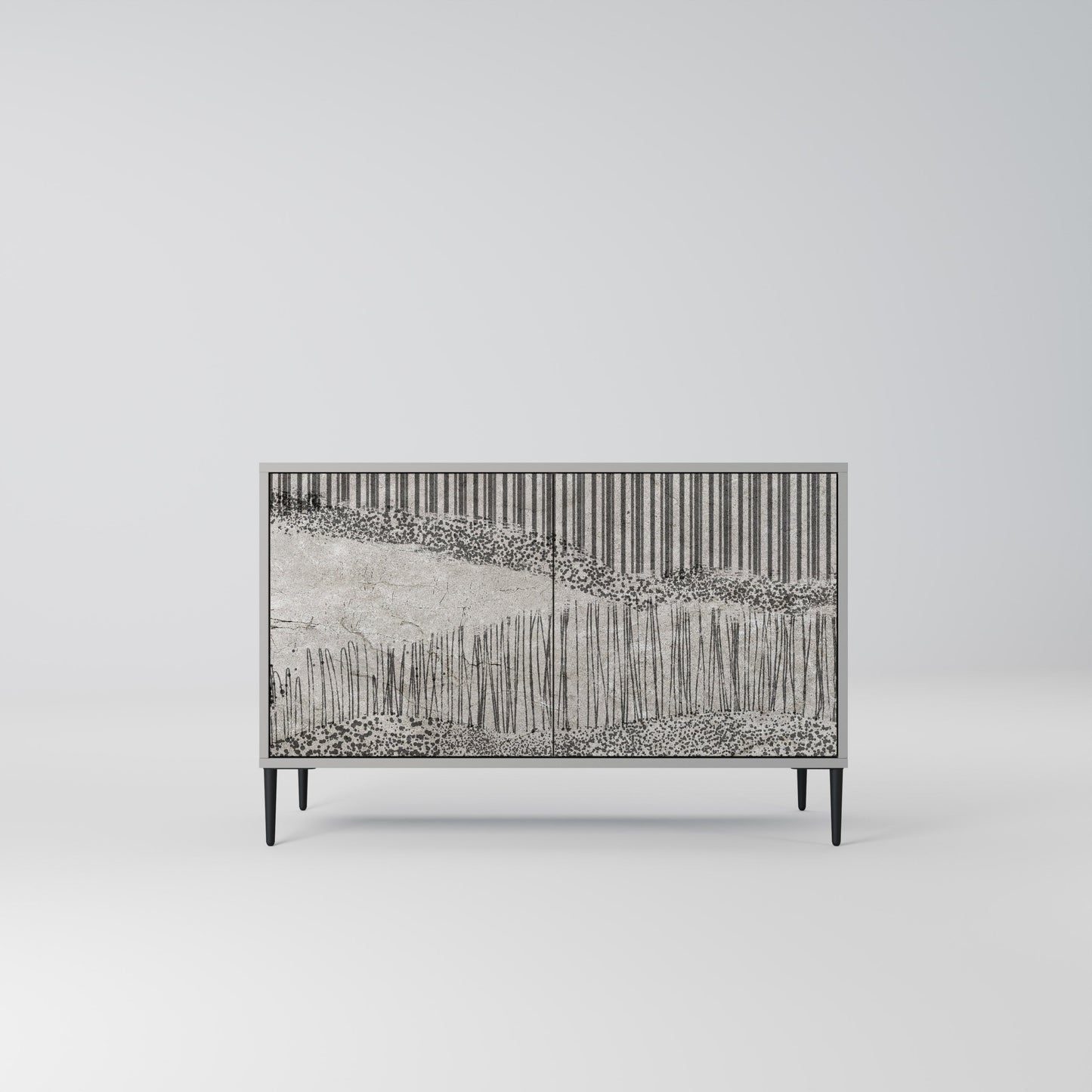 GRAIN LINES 2-Door Sideboard in Grey Finish