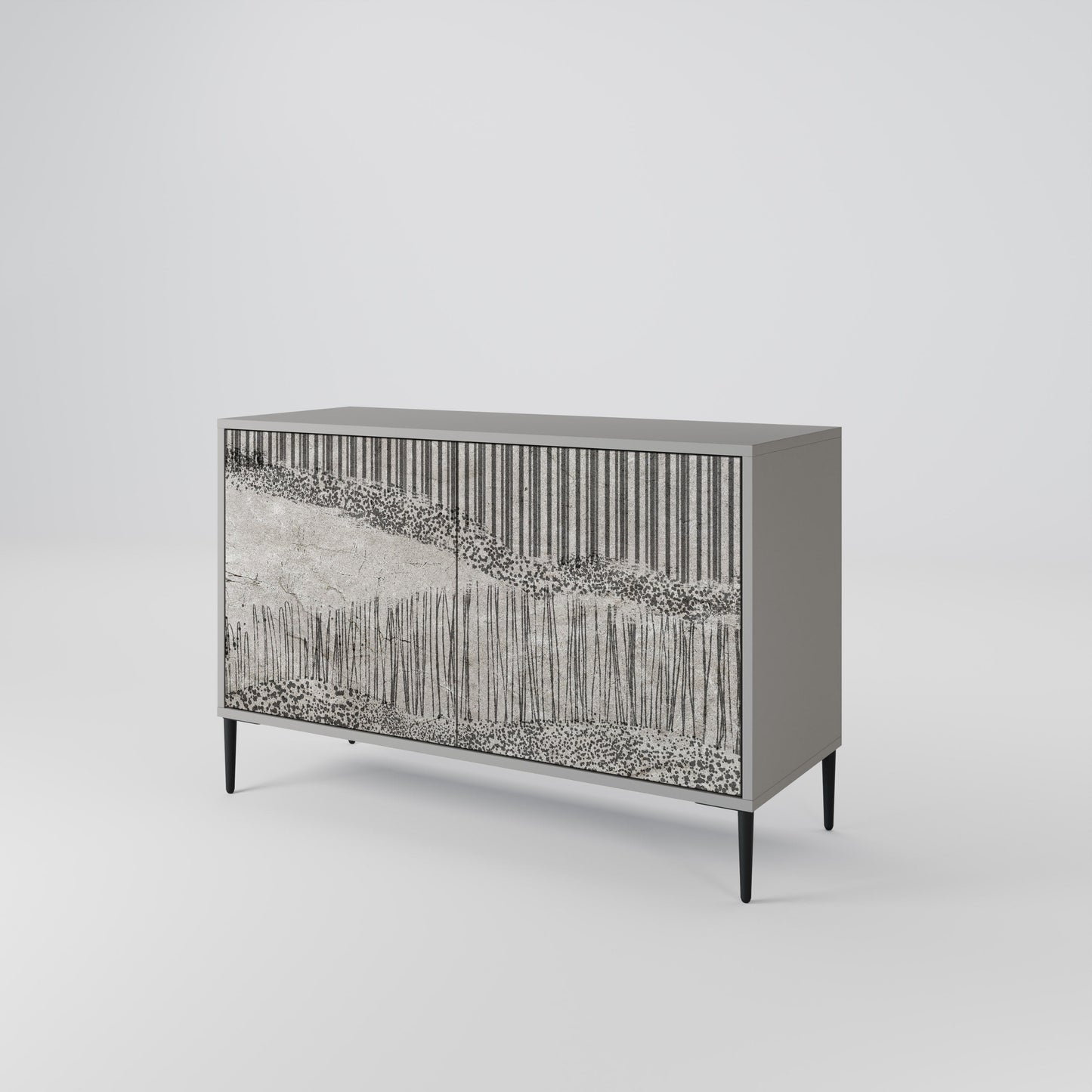 GRAIN LINES 2-Door Sideboard in Grey Finish