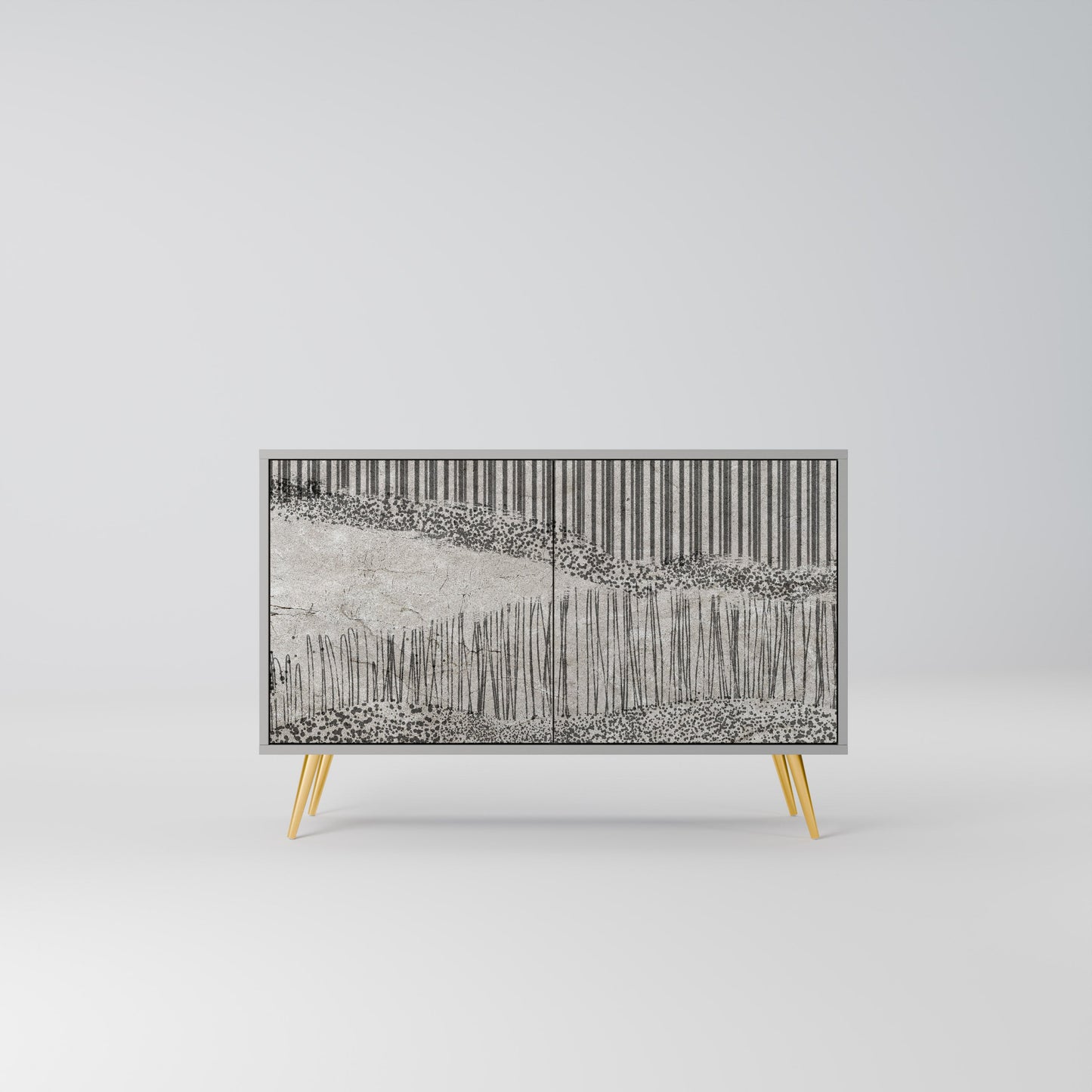 GRAIN LINES 2-Door Sideboard in Grey Finish
