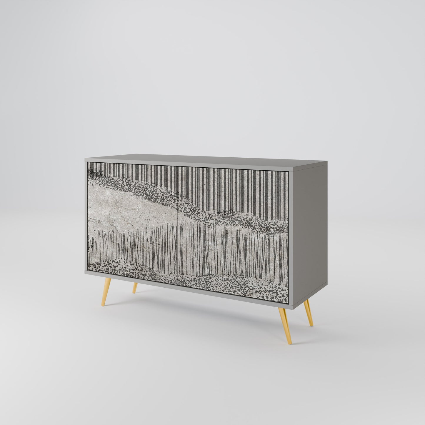 GRAIN LINES 2-Door Sideboard in Grey Finish
