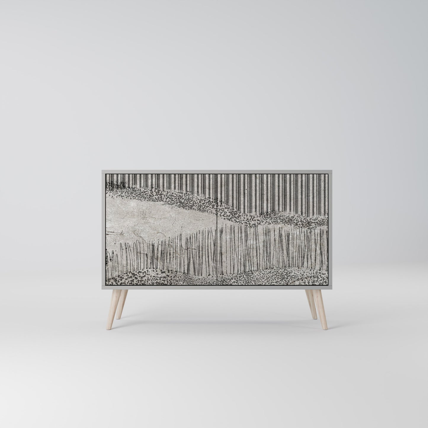 GRAIN LINES 2-Door Sideboard in Grey Finish