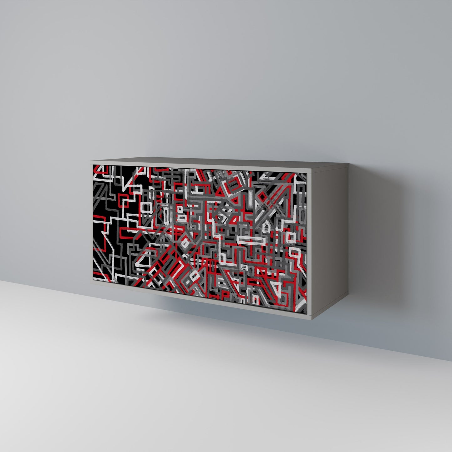 Credenza BROKEN LINES a 2 ante in finitura grigia