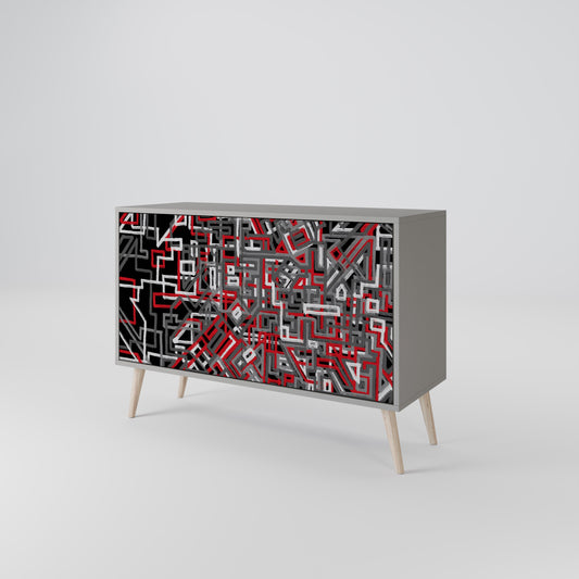 Credenza BROKEN LINES a 2 ante in finitura grigia