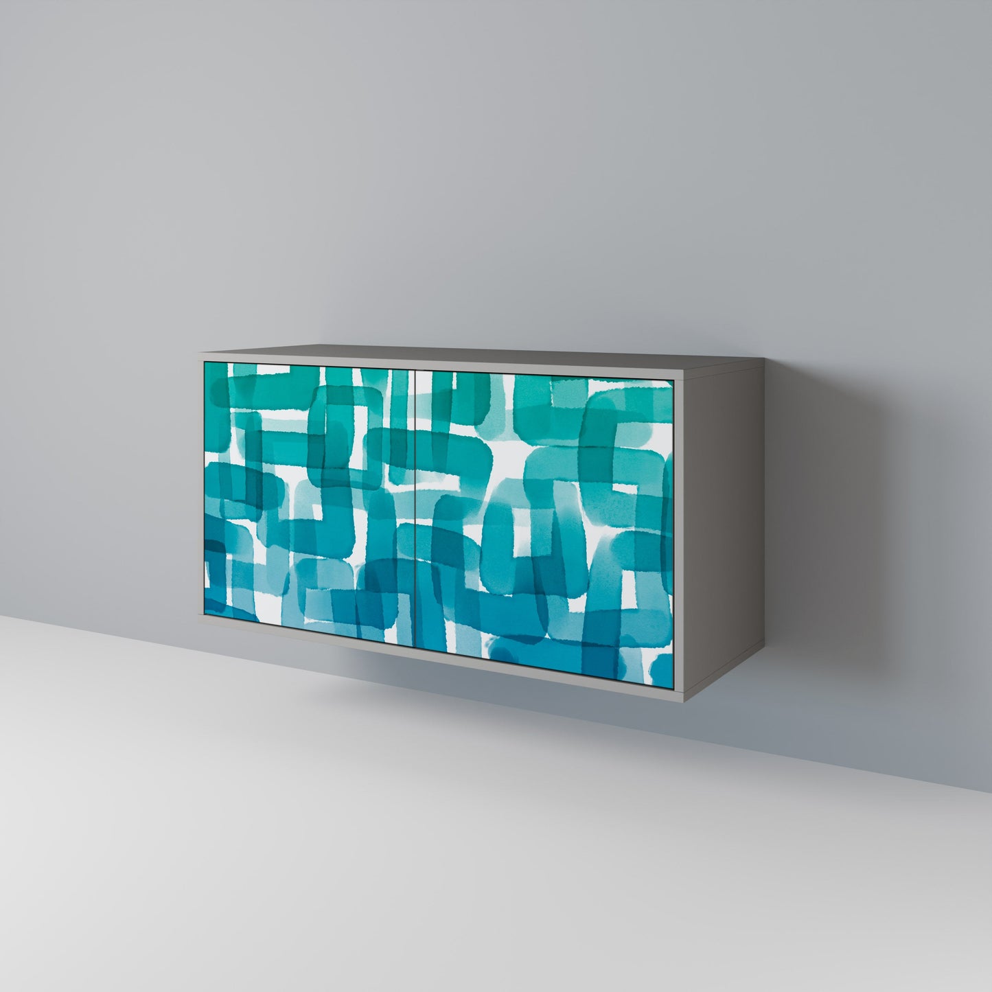 TURQUOISE RECTANGLES 2-Door Sideboard in Grey Finish