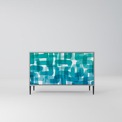 TURQUOISE RECTANGLES 2-Door Sideboard in Grey Finish