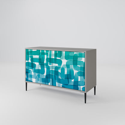TURQUOISE RECTANGLES 2-Door Sideboard in Grey Finish