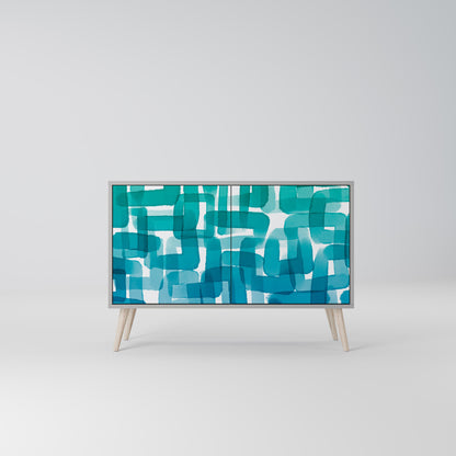 TURQUOISE RECTANGLES 2-Door Sideboard in Grey Finish