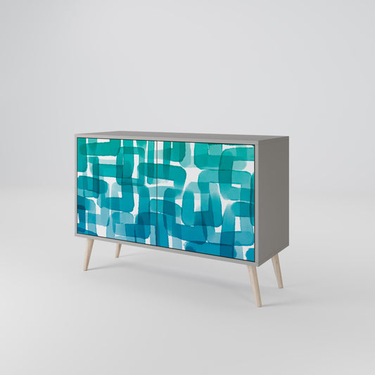 TURQUOISE RECTANGLES 2-Door Sideboard in Grey Finish