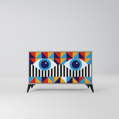 ABSTRACTION AND GEOMETRY 2-Door Sideboard in Grey Finish