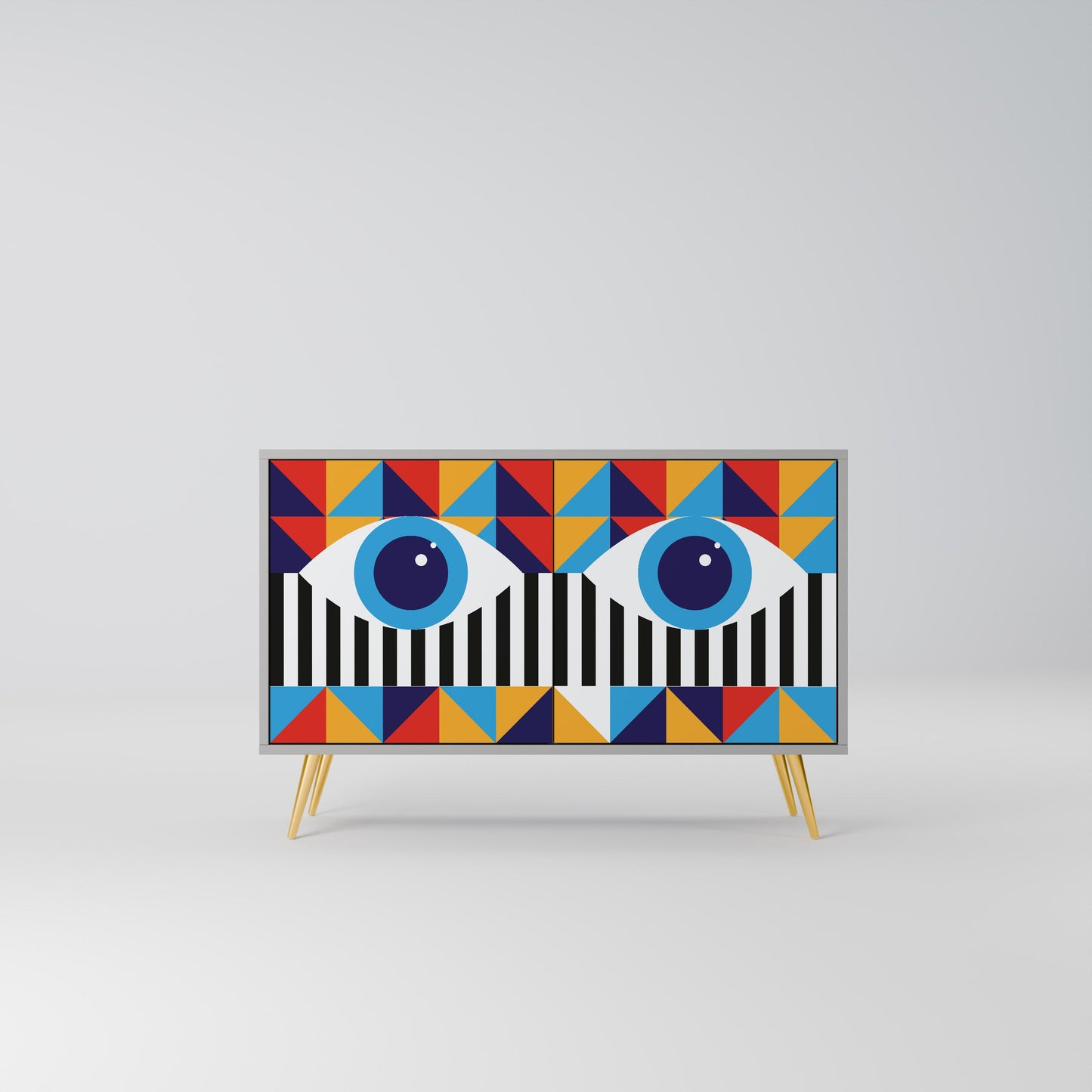 ABSTRACTION AND GEOMETRY 2-Door Sideboard in Grey Finish