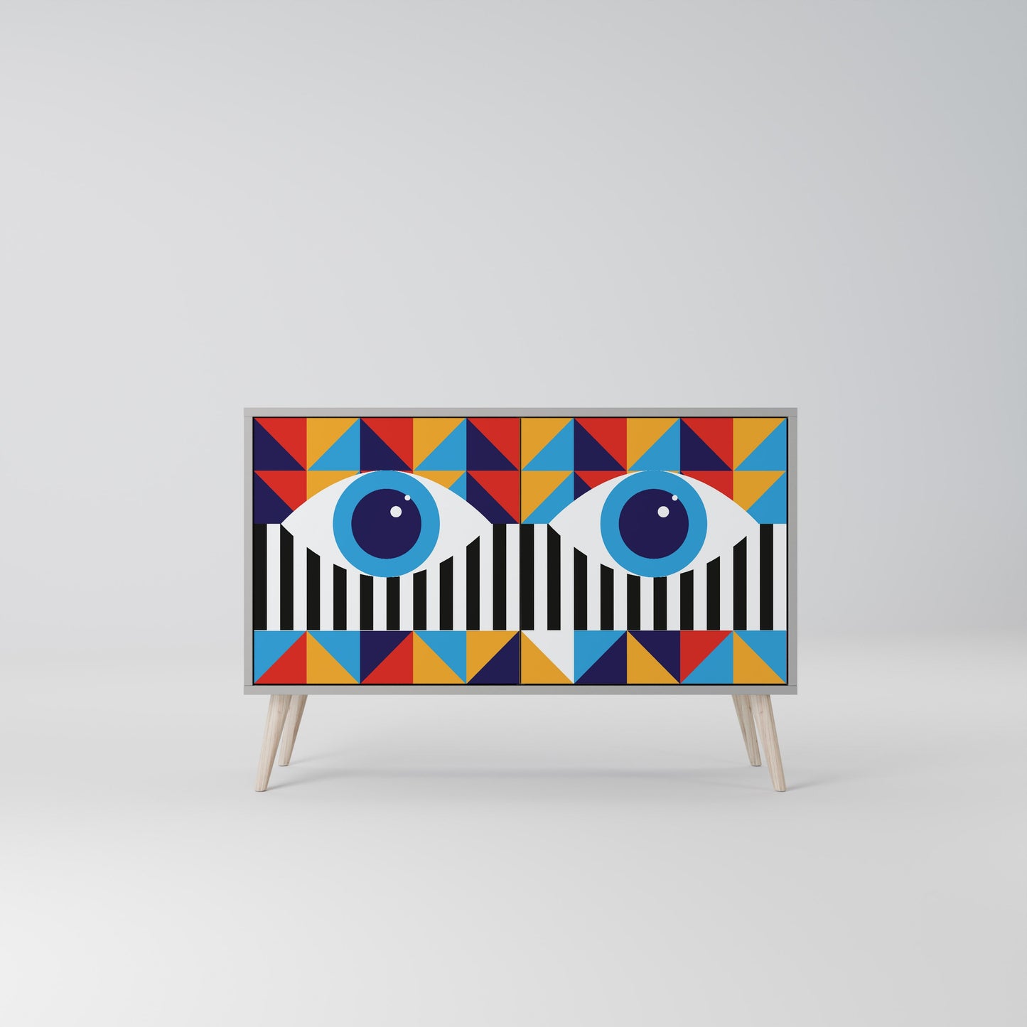 ABSTRACTION AND GEOMETRY 2-Door Sideboard in Grey Finish