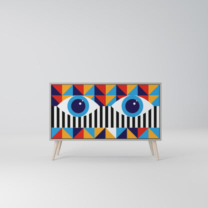 ABSTRACTION AND GEOMETRY 2-Door Sideboard in Grey Finish