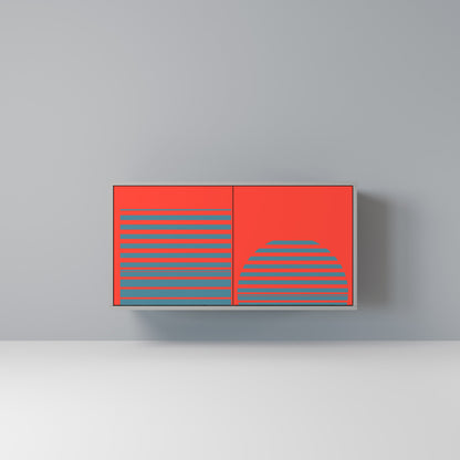 Credenza a 2 ante RISING GEOMETRY STARS in finitura grigia