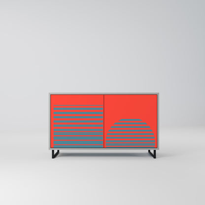 Credenza a 2 ante RISING GEOMETRY STARS in finitura grigia