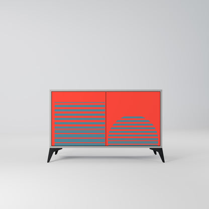 Credenza a 2 ante RISING GEOMETRY STARS in finitura grigia