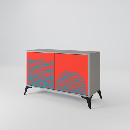 Credenza a 2 ante RISING GEOMETRY STARS in finitura grigia