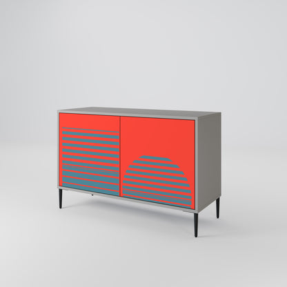 Credenza a 2 ante RISING GEOMETRY STARS in finitura grigia