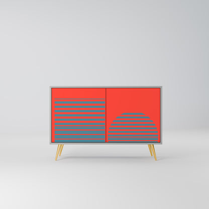 Credenza a 2 ante RISING GEOMETRY STARS in finitura grigia