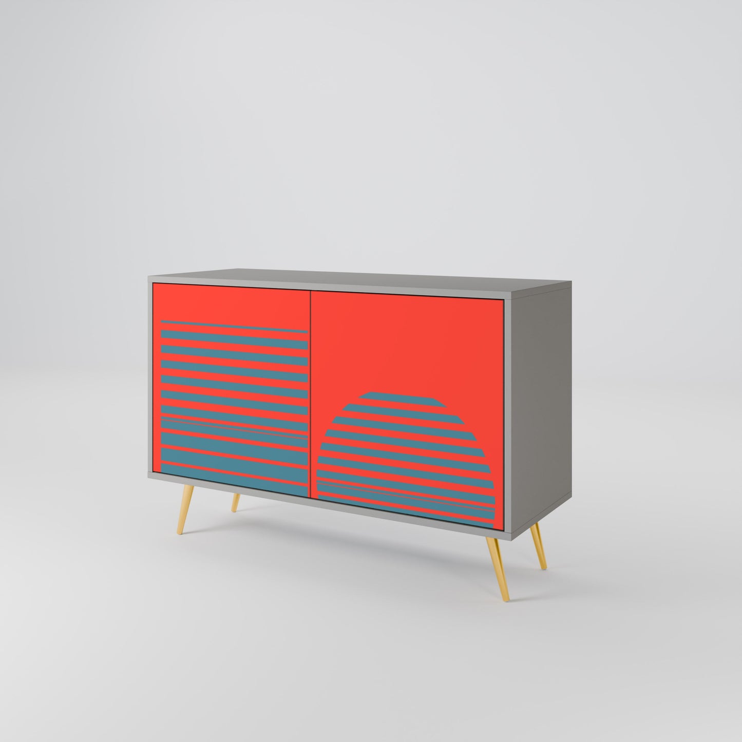 Credenza a 2 ante RISING GEOMETRY STARS in finitura grigia