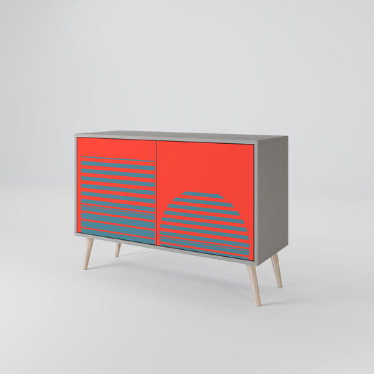 Credenza a 2 ante RISING GEOMETRY STARS in finitura grigia