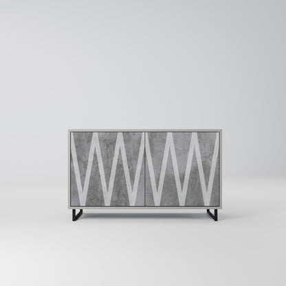 SOLID ZIG ZAG 2-Door Sideboard in Grey Finish