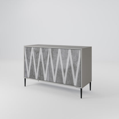 SOLID ZIG ZAG 2-Door Sideboard in Grey Finish