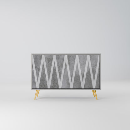 SOLID ZIG ZAG 2-Door Sideboard in Grey Finish